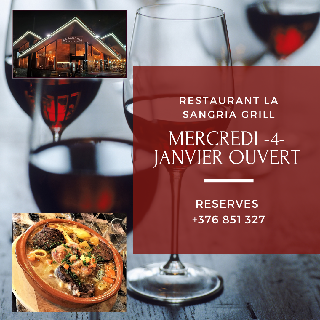 Restaurant La Sangria Grill - Meritxell, le mercredi 4 janvier 2023, ouvert. Les meilleures grillades XXXXL de la Principauté d'Andorre.