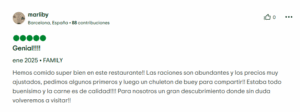 Hemos comido superbién en este restaurante. Las raciones son abundantes y los precios muy ajustados; pedimos algunos primeros y luego un chuletón de buey para compartir. Estaba todo buenísimo y la carne es de calidad. Para nosotros La Sangria Grill ha sido un gran descubrimiento que sin duda volveremos a visitar.