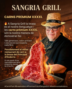 🔥 A LA Sangria Grill la brasa és el nostre llenguatge i les carns prèmium XXXXL són la nostra manera de demostrar-ho. Talls generosos, sabor profund i una cocció que respecta cada fibra perquè arribi a taula amb tota la seva força i tendresa. 🔥 Som, possiblement, el millor restaurant de carn a la brasa del Principat d’Andorra, i cada dia ho confirmem amb producte, passió i una experiència que fa tornar. Si vols gaudir d’una queixalada que deixa empremta, aquest és el teu lloc. #CarnAPunt #BrasaAndorra #PremiumCuts #SangriaGrill #GastronomiaAndorra"